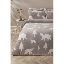 Homelife Polar Bear Printed Textured Fleece Duvet Set
