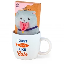 Studio Cat Lover Mug Hot Chocolate and Socks Gift Set