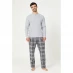 Мужская пижама Studio Mens Waffle Top and Check Fleece Pants Pyjama Gift Set Grey/Charcoal
