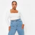 I Saw It First Double Layered Square Neck Slinky Crop Top White