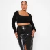 I Saw It First Double Layered Square Neck Slinky Crop Top Black
