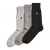 Шкарпетки Ralph Lauren 3 Pack Cotton Socks Blk/Gry/LtGrey