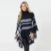 Be You Oversized Check Poncho Black